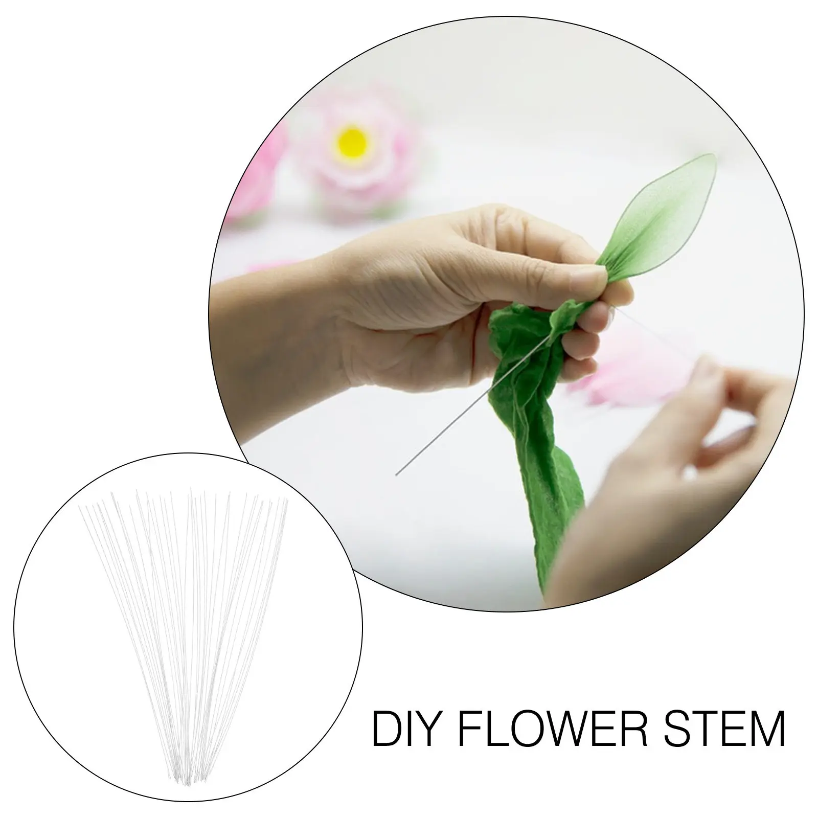 40개 철제 꽃꽂이 와이어 줄기, DIY 꽃꽂이 공예용, 유연하고 구부릴 수 있는 튼튼한 플로리스트 와이어, 조화용