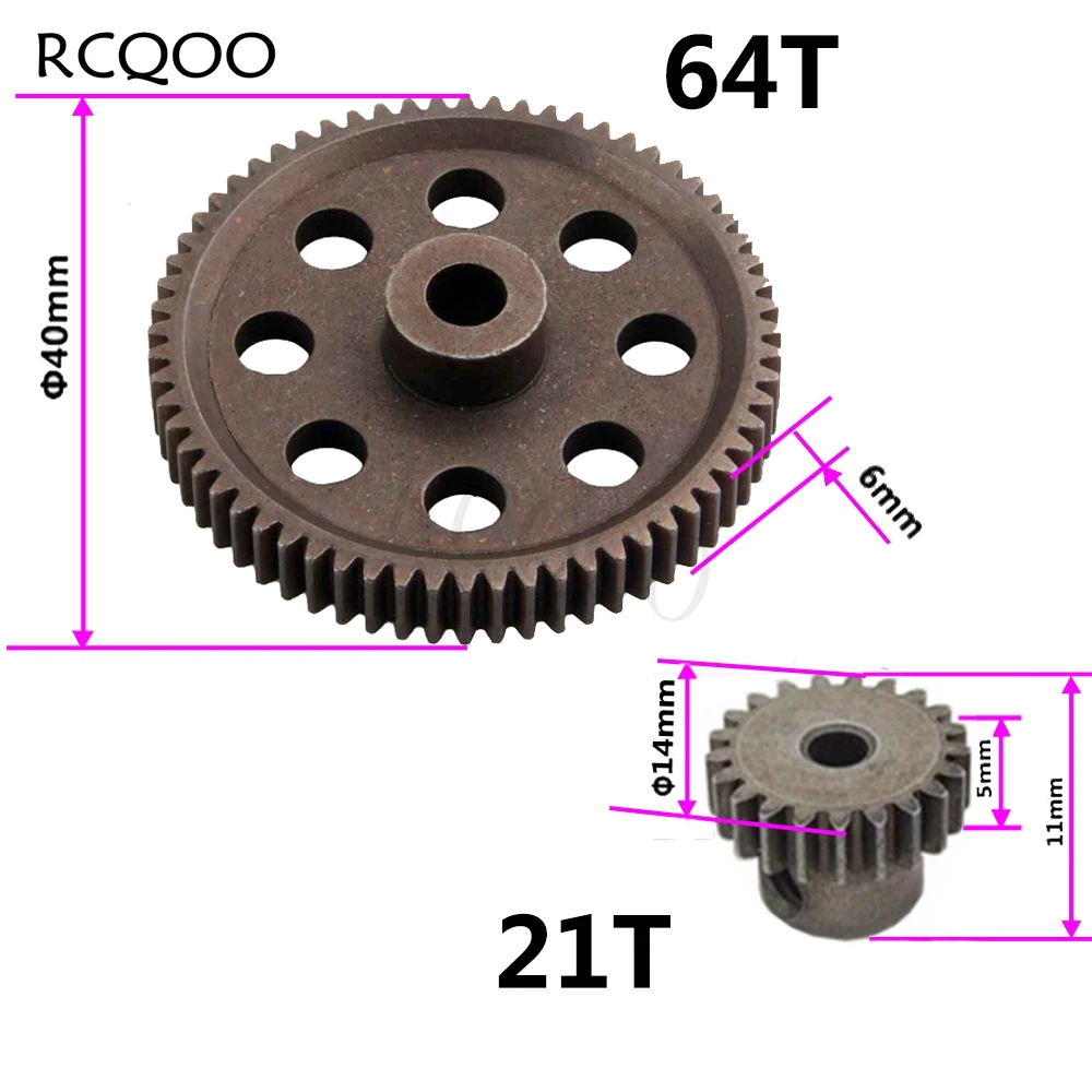 

11184 Spur Differential 64T Metal Main Gear & 11181 Pinion 21T Motor Gear Combo for with Redcat Volcano EPX HSP 1/10
