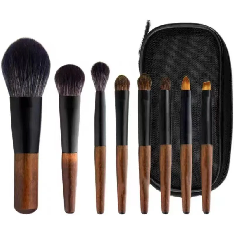 12pcs Mini Makeup Brushes Eyeshadow Brush Loose Powder Blusher Foundation Brush Travel Portable Make Up Brushes with Bag 4