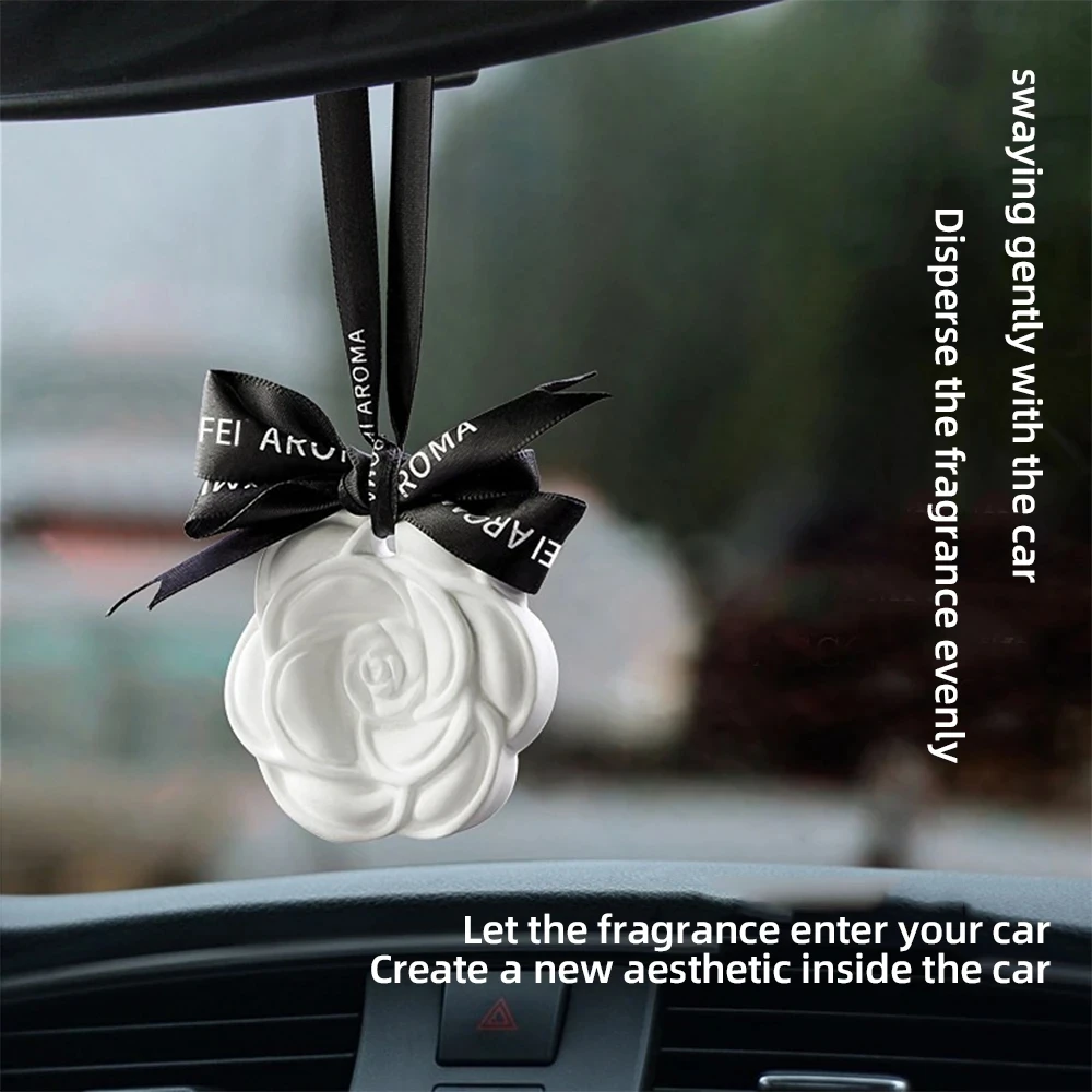 Car Hanging Air Freshener Beautiful White Flower Perfume for Car