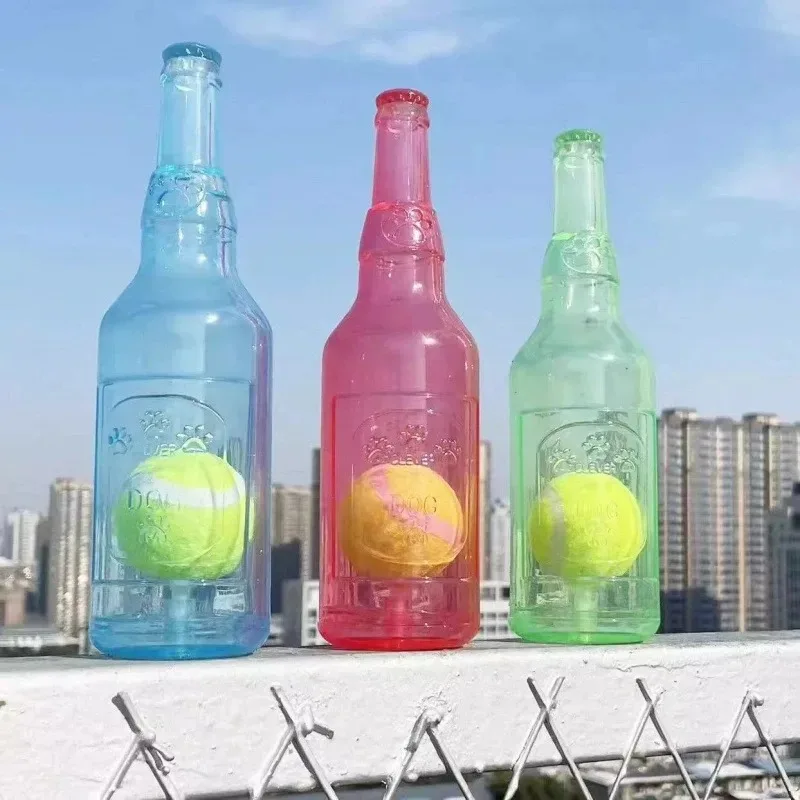 Dog toy bottle TPR tennis bottle pet cat puzzle resistant bite resistant sound making rubber floating relieve boredom
