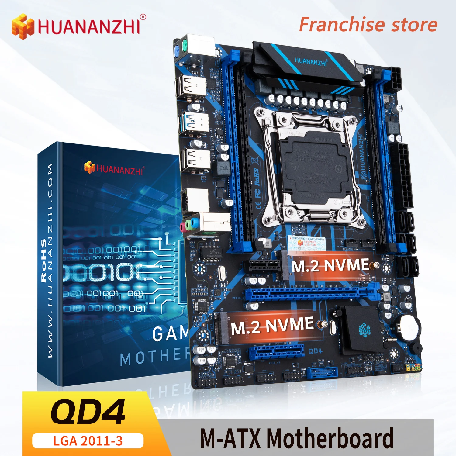 

HUANANZHI-placa base X99 QD4 LGA 2011-3 XEON X99, compatible con Intel E5 V3 V4, RECC DDR4 todas las Series, memoria de NON-ECC