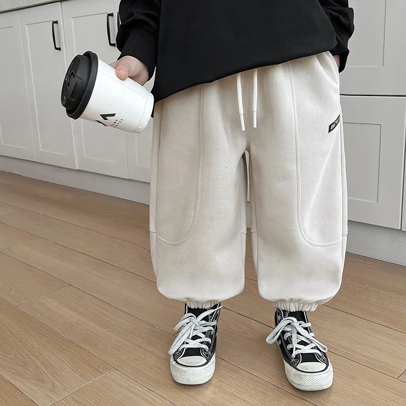 2024 Spring Kids Pants Korean style boys solid color loose sweatpants children sports trousers