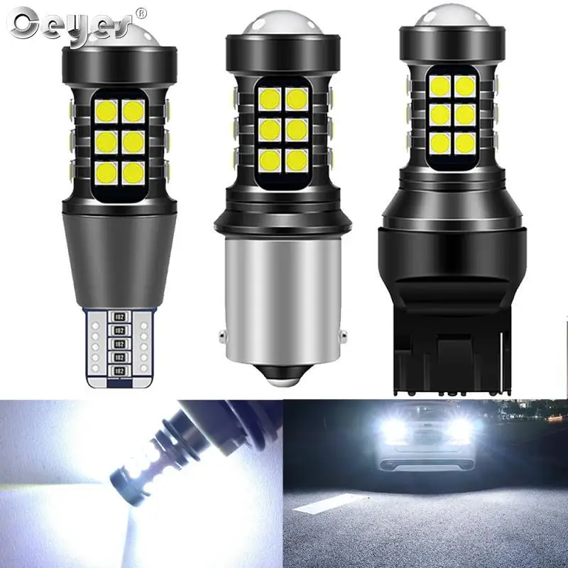 Set P21W wit canbus SMD LED BA15S bajonetlamp (Nieuw