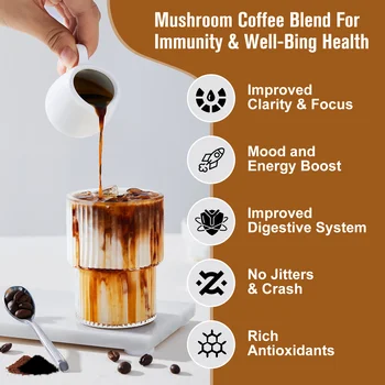 Mushroom Coffee Supplement 10 Mushroom Blend- Lion's Mane, Chaga, Cordyceps Brain Supplements for Energy, Memory and Immunity 5