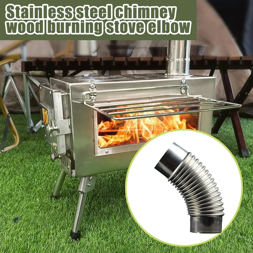 1Pc Steel 45 Degree Elbow Tube Chimney Diameter 6cm Multi Flue Stove Pipe For Outdoor Camping Wood Stoves Chimney O6A5