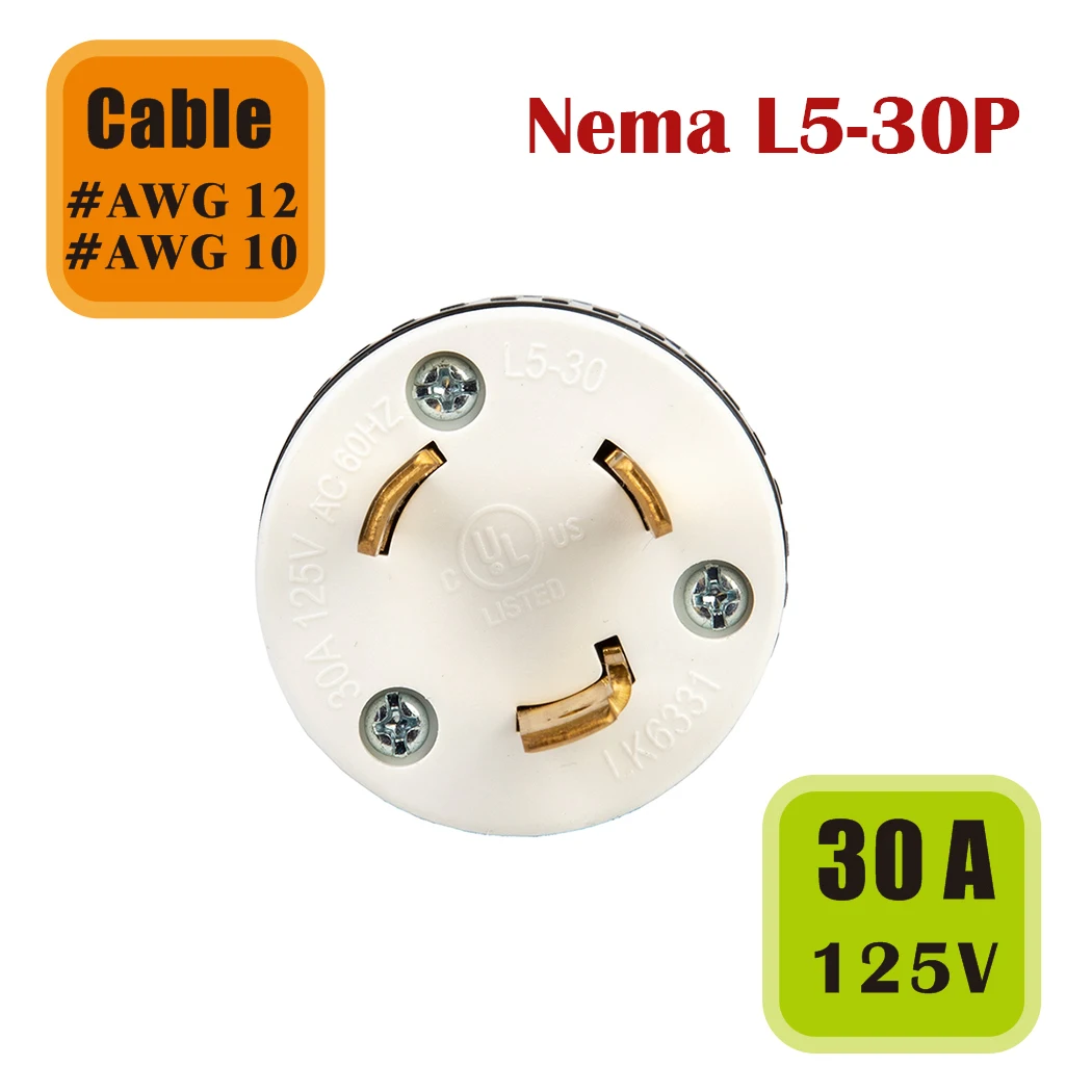 NEMA L5-30P ǥ ü ȸ ÷ 30A 125 V NEMA L5-30P ü 輱 ÷