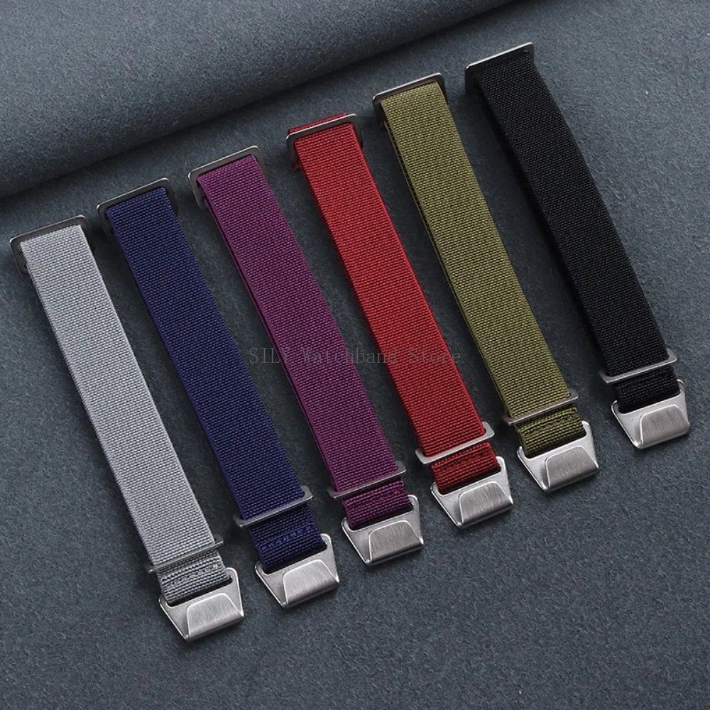 Nylon geflochtenes Uhrenarmband, elastisches Nylonband, französische Truppen, Fallschirmtasche, universeller Armbandgürtel für Herren und Damen, Sportarmband, 18/20/22 mm – Detail 4