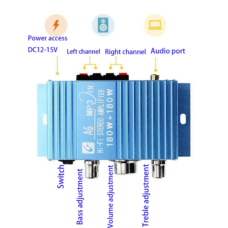 Tenghong 40W*2 오디오 앰프 TDA7056 2.0 채널 HIFI 스테레오 완성형 파워 앰프 DC12V 자동차 컴퓨터 스피커 DIY용
