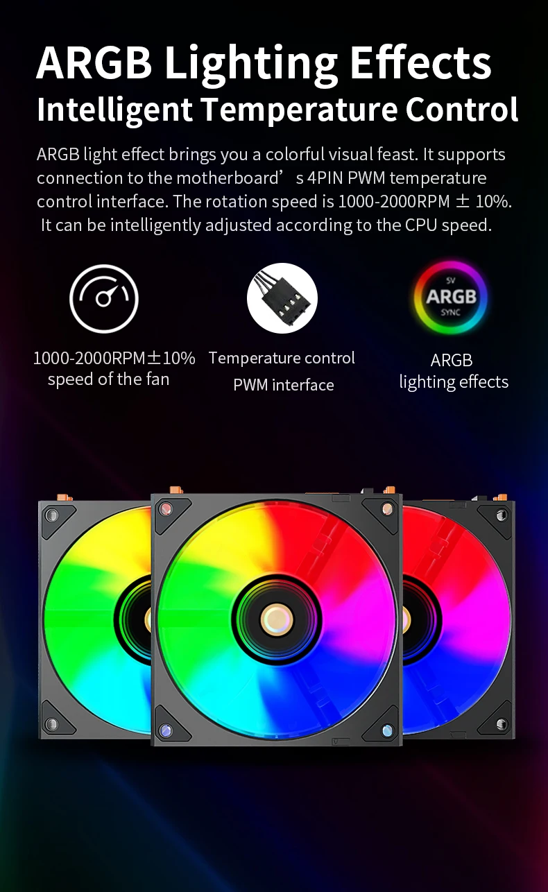 JM-4 Mirror Cycle Light Effect ARGB PC Case Fan 3 IN 1 PC Fan Kit Computer Radia