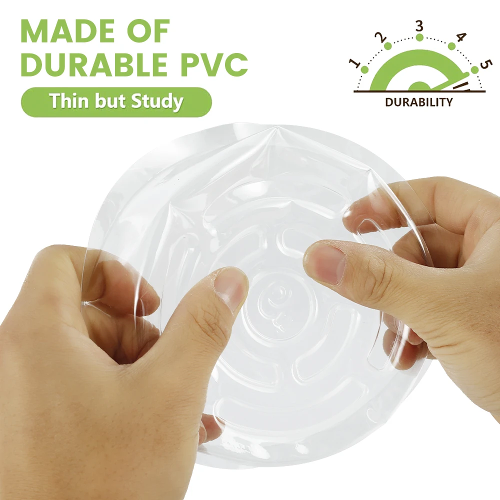 10pcs Clear Plant Saucers Round Sturdy Plastic Flower Pot Garden Plant Care Transparent Drip Trays Set 6/8/10 Inch Selectable