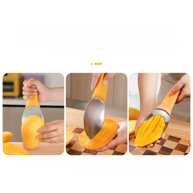 Food grade stainless steel mango cutter Mango diced fruit peel separator to take the pulp scoop fruit peel and core separator