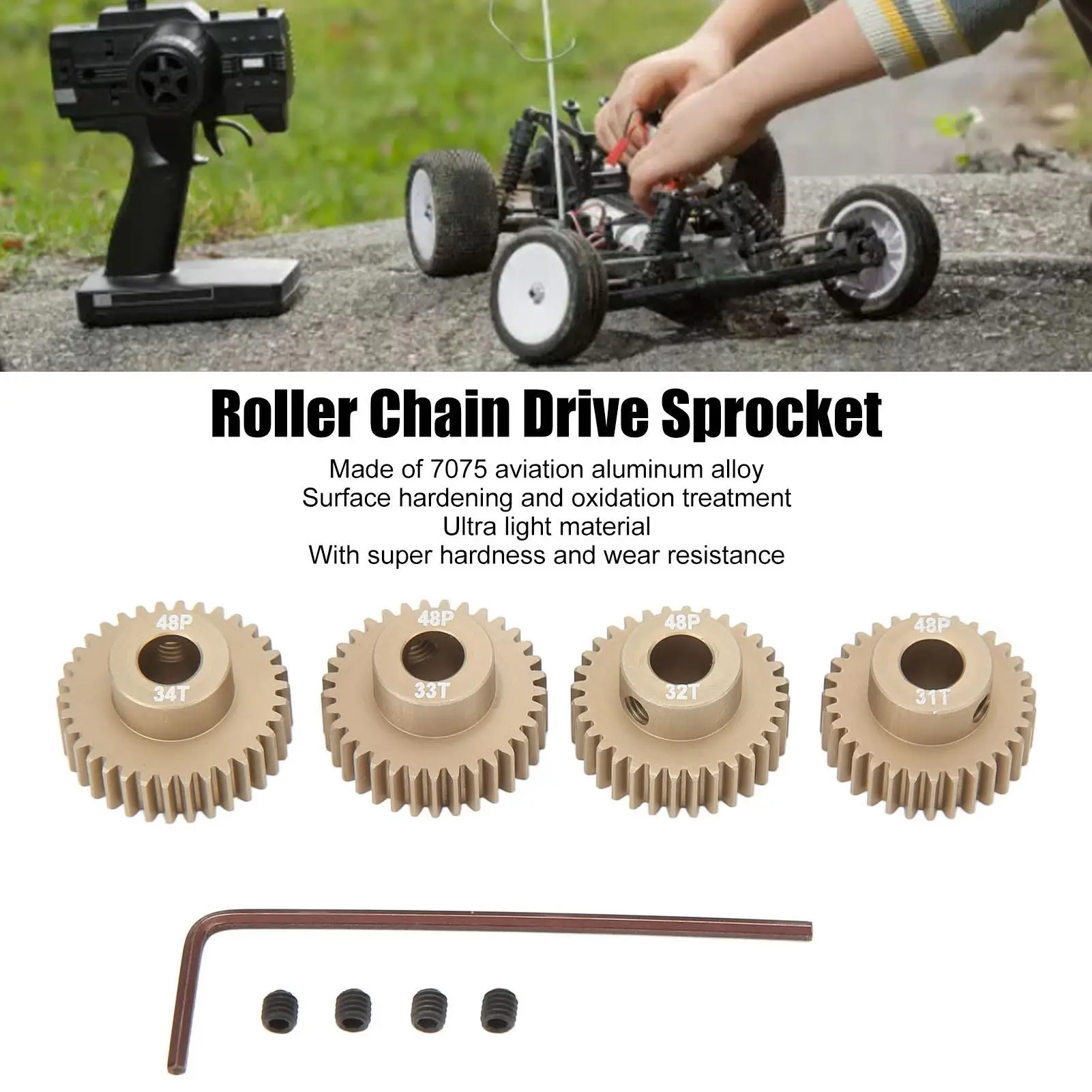 Sprocket Motor Gear Lightweight 110 Aviation Aluminum Alloy Anti Rust 48DP 0.53M Roller Chain Drive Sprocket for rc Car