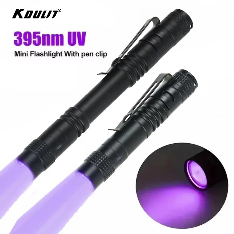 UV Flashlight 365nm Ultraviolet Torch With Pen Clip Portable AAA Batteries Used Violet Light Pet Urine Scorpion Detector UV Lamp
