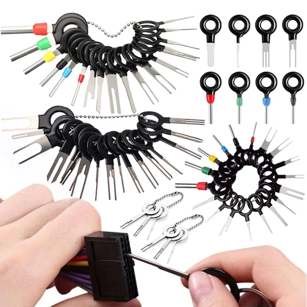 76Pcs Terminal Ejector Kit for Car Terminal Removal Tool Kit Pin Extractor Tool Set Release Electrical Wire Connector Puller Repair Key Removal Tools 
