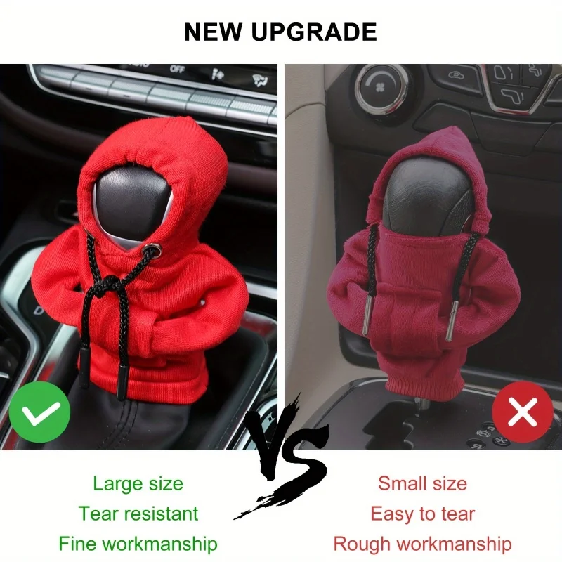Hoodie Creative Car Handle Gear Shift Knob Lever Cover Fashion Cute Car Gear Sweatshirt Change Lever Cover Interior Accessories