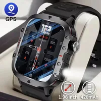 2025 New Military Smartwatch GPS Men Flashlight IP68 Waterproof Outdoor Sport Tracker HD Bluetooth Calls Smart Watch Men Women