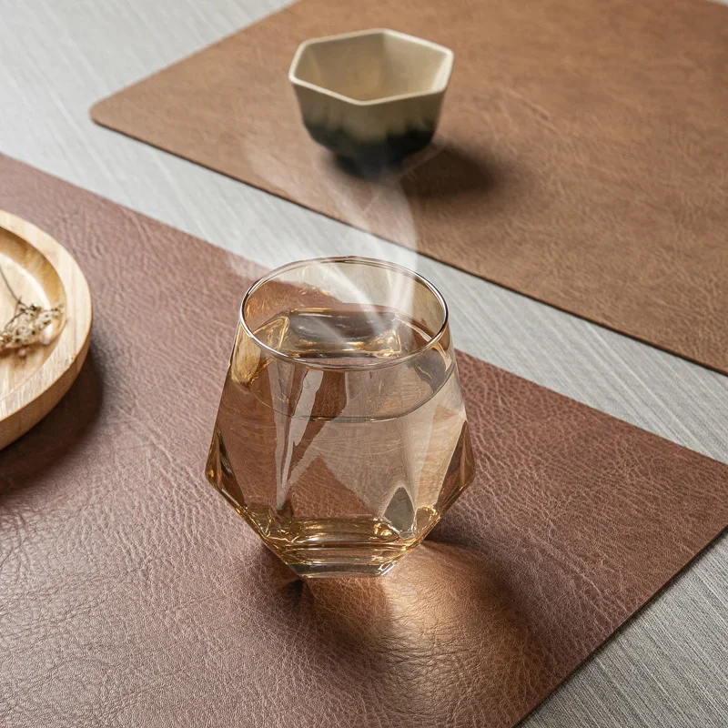 1pc Faux Leather Placemats Non-Slip Waterproof Heat Resistant Double-Sides,Kitchen Dining Portable Place Mats