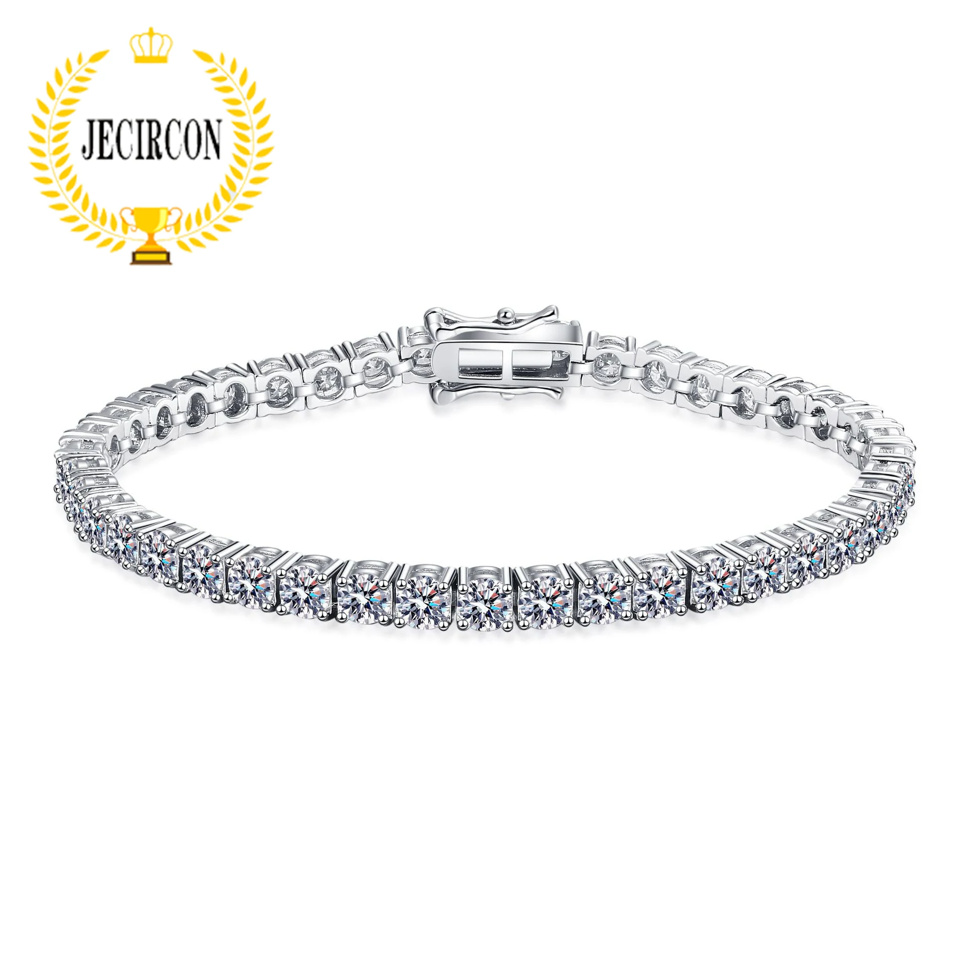 

JECIRCON Single 0.1/0.3/0.5ct Moissanite Bracelet for Women/Men 925 Sterling Silver 18k White Gold 4-claw Full Diamond Jewelry