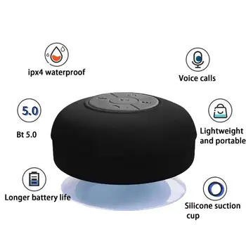 Mini Blue tooth Speaker Portable Waterproof Sweatproof Wireless Handsfree Speakers For Showers Bathroom For All Phone 4