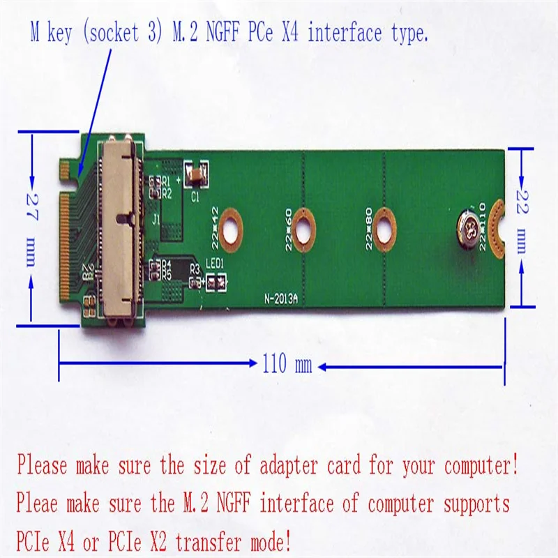 M. 2 Ngff Card Per 2014 2013 Apple Macbook Air A1466 A1465 Ssd