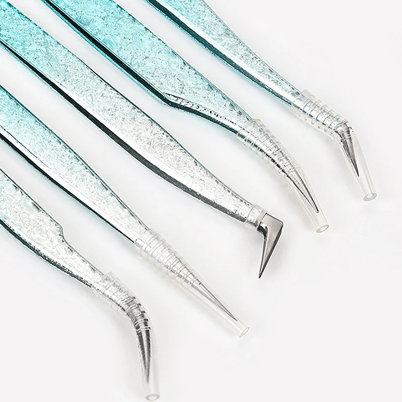 Eyelash Tweezers 2Pcs Ice Flower Anti-static 3D Accurate
