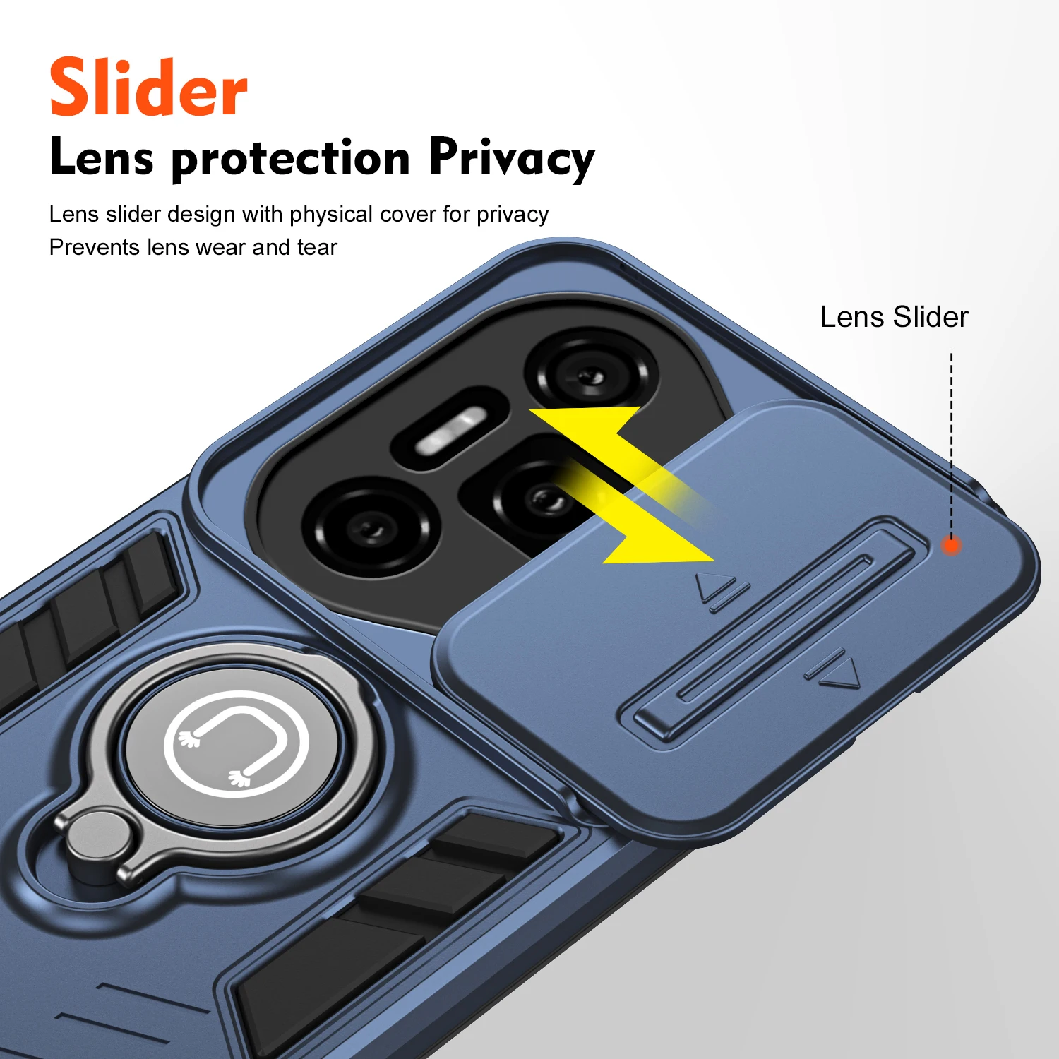 Dual-Layer Protective Phone Case with 360° Rotatable Metal Bracket and Camera Lens Guard