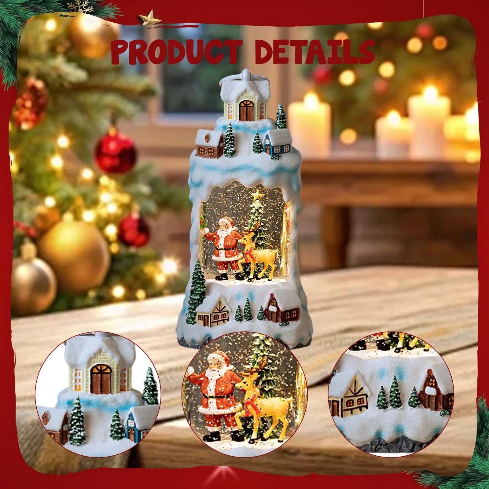 Christmas Village Snow Globe Resin Image Xmas Decor for Office Home Bedroom Christmas Village Snow Globe Resin Image Xmas Decor for Office Home Bedroom