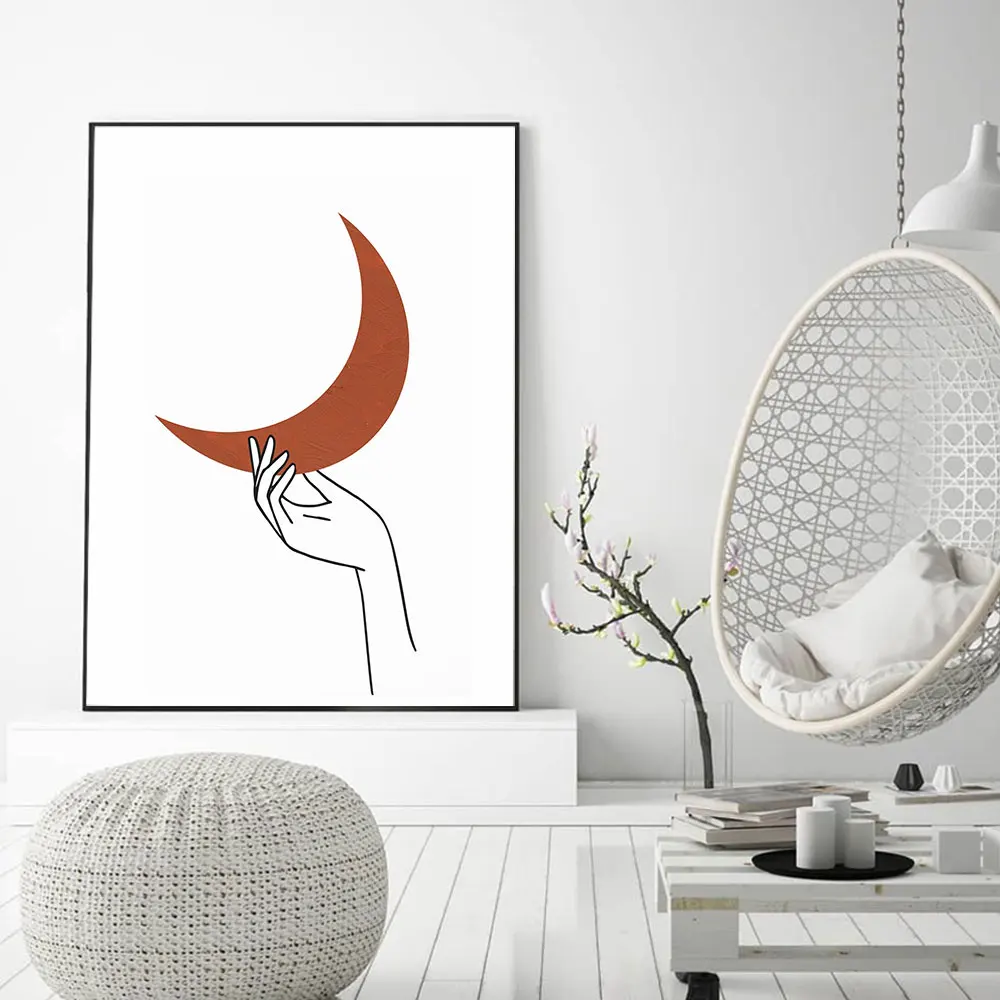 

Abstract Mystic Hand Sun Moon Stars Boho Minimalist Canvas Prints Painting Wall Art Pictures Posters for Living Room Home Decor