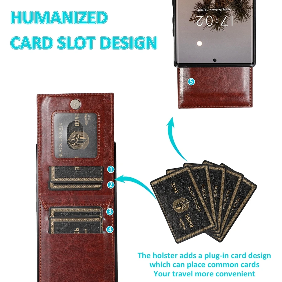 Elegant Solid Color Leather Wallet Case with Card Flip and Bracket