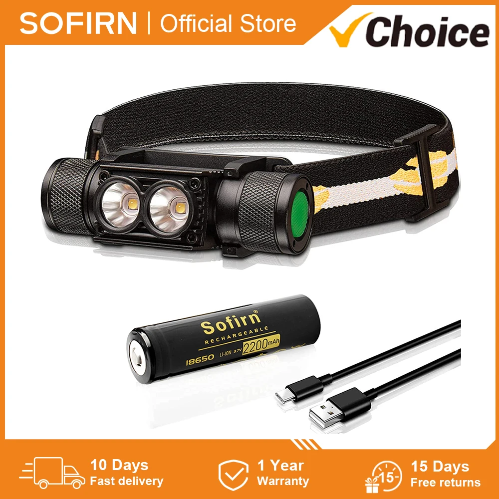 SOFIRN H25L podwójny LH351D 90CRI 5000K USB latarka czołowa o pojemności 1200lm z 18650 baterią