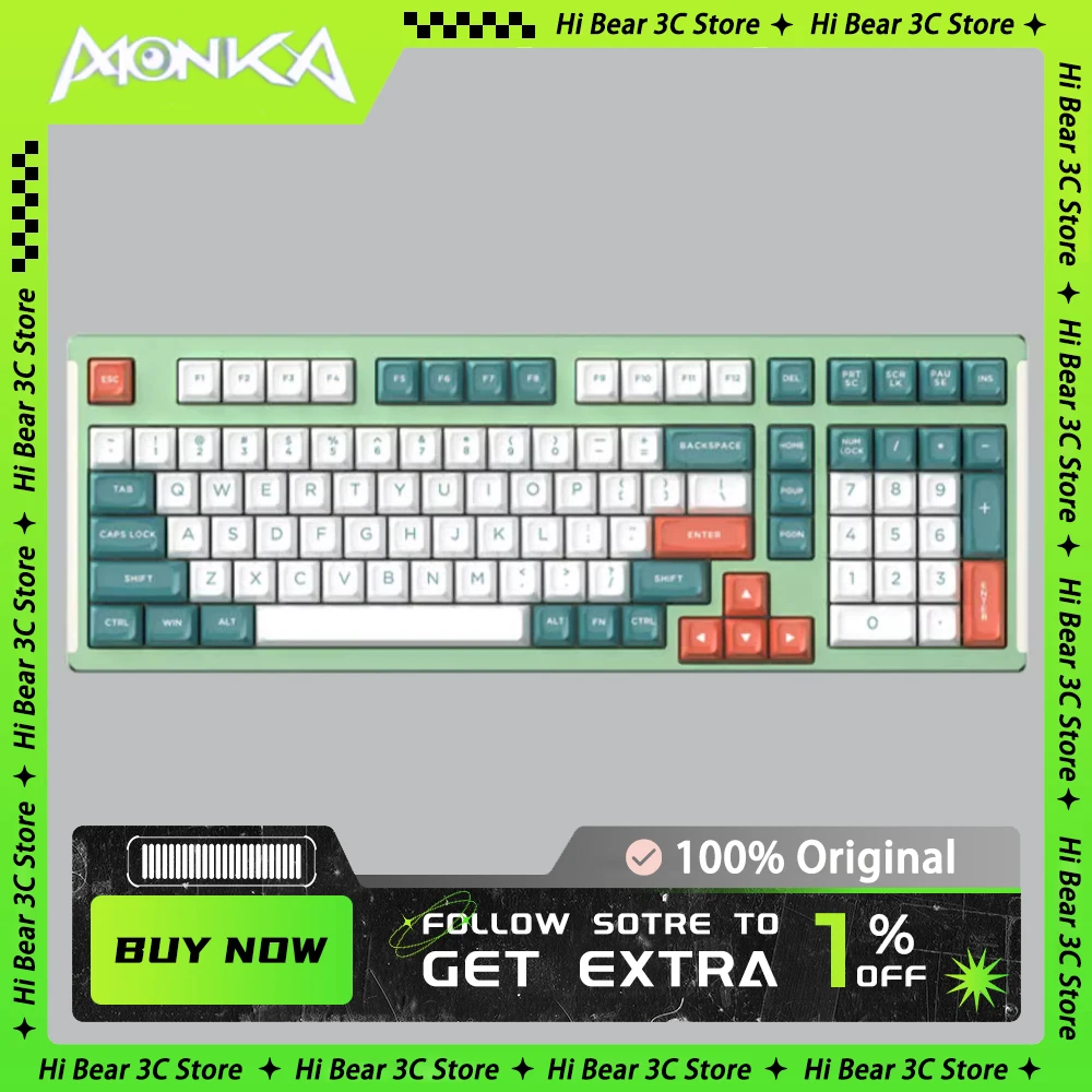 Monka 6102 Mechanical Keyboard Aluminium Alloy Dynamic RGB Gaming Keyboard Low Delay Gasket Hot Swap Pc Gamer Accessories Gift