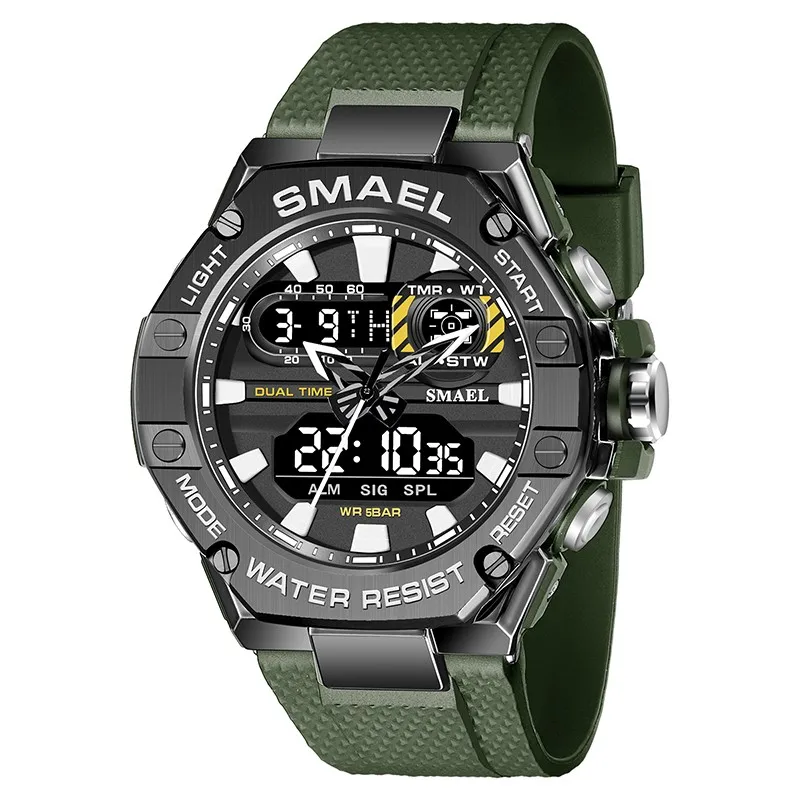 

Fashion Smael Top Brand Men Waterproof Sport Watch Digital Stopwatch Alarm Clock Military Watches Wrist Sports Led Dual Display