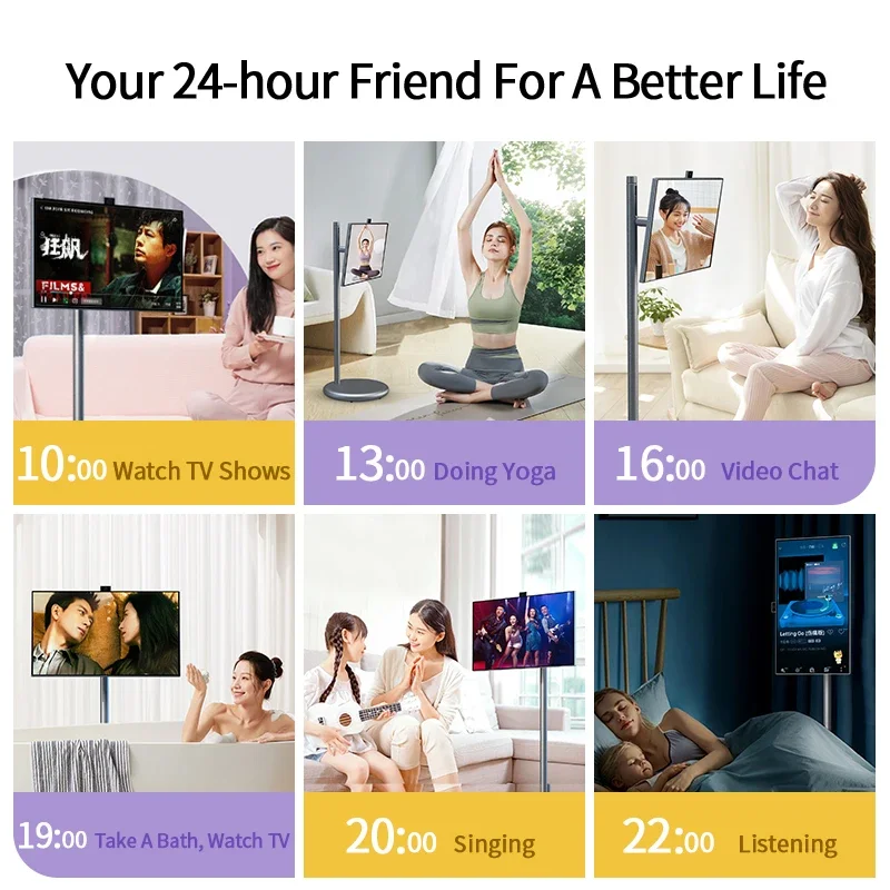 Android 12 6+128Gb Vertical Portable Tv 27 Inch Wireless Led & Lcd Tvs Full Hd Interactive Portable Smart Tvs For Gaming