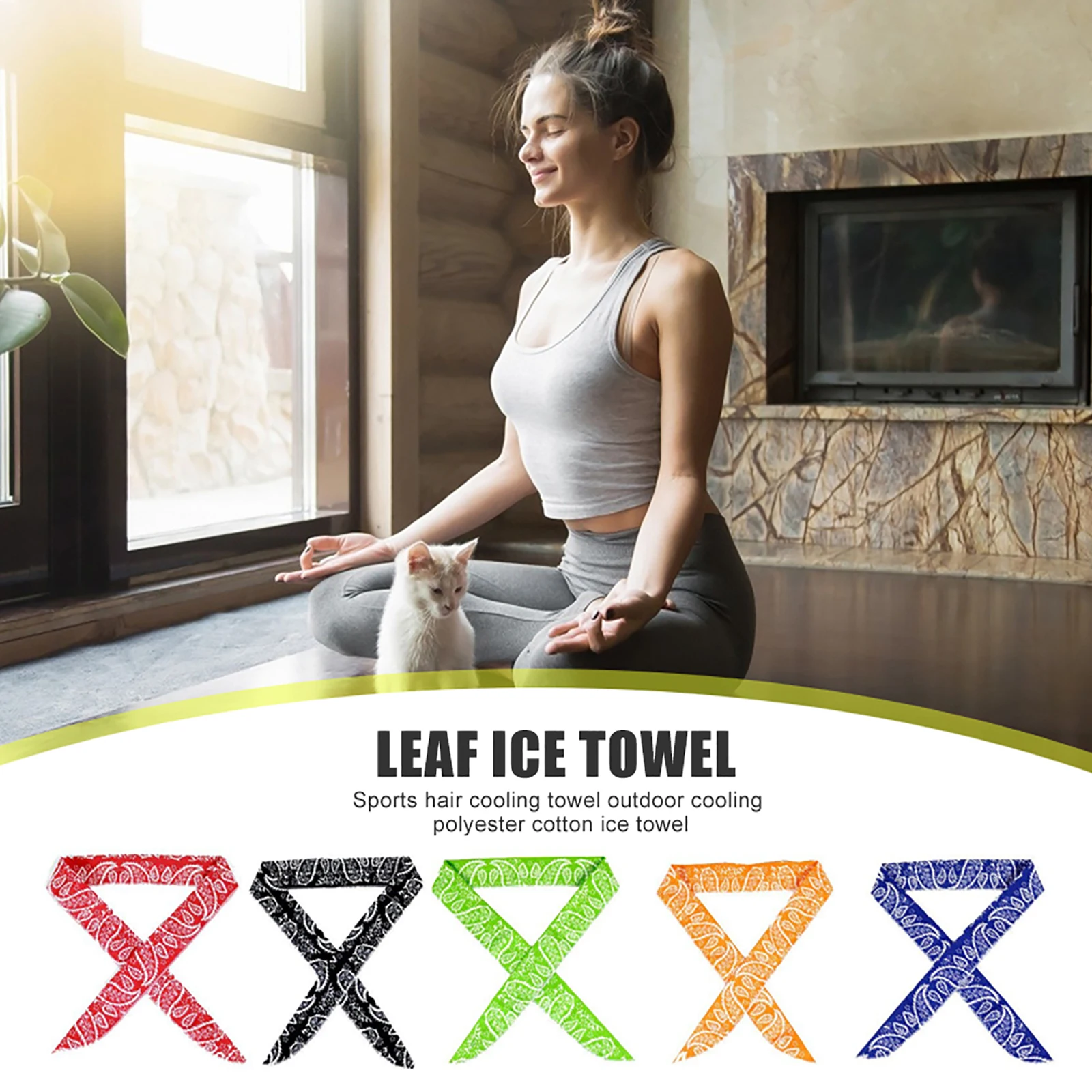 Polyester Reusable Ice Scarf Cooling Towel for Yoga Workout Summer