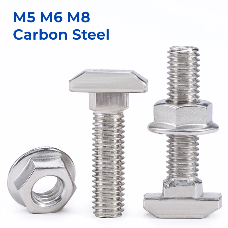 KLYNGTSK 18 PCS Tuerca De Ranura En T M8 Tuerca Deslizante De Riel En T Con Tornillo En T Y Botón De Sujeción Mango De Plástico Perillas De Tornillo M8 Para Herramienta