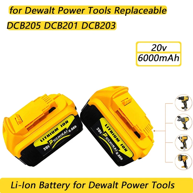 

20V 12Ah rechargeable lithium-ion battery 20V MAX suitable for Dewalt DCB205 DCB201 DCB203 power -100% true capacity