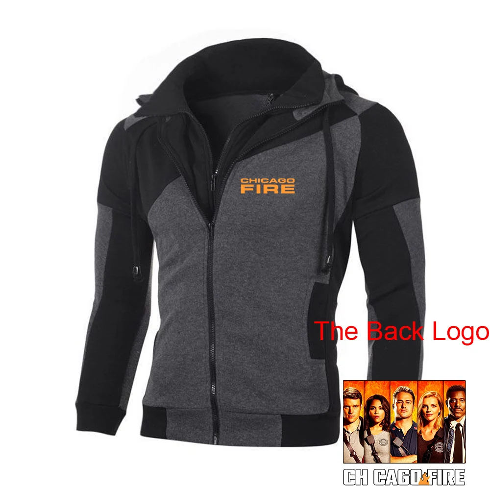 thumbnail image 1 of Nuevo programa de televisión del Departamento de Bomberos de Chicago, impresión de moda 2023, nueva chaqueta para hombre, sudadera con cremallera y empalme, abrigo que combina con todo, 1 of 5