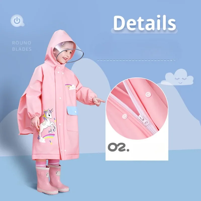 Polyester Baby Raincoat Outdoor Waterproof Rain Coat Children Impermeable Poncho Boys Girls Rain Jacket