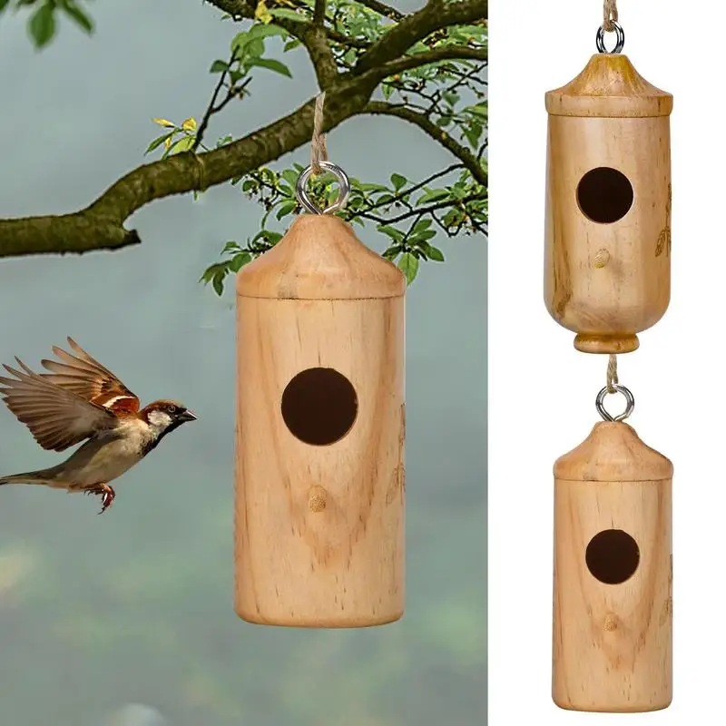 

Hummingbird Nest Wooden Bird Swing Hanging Bird House Decorative Roosting Nest For Humming Swallow Wren Sparrow Window Garden