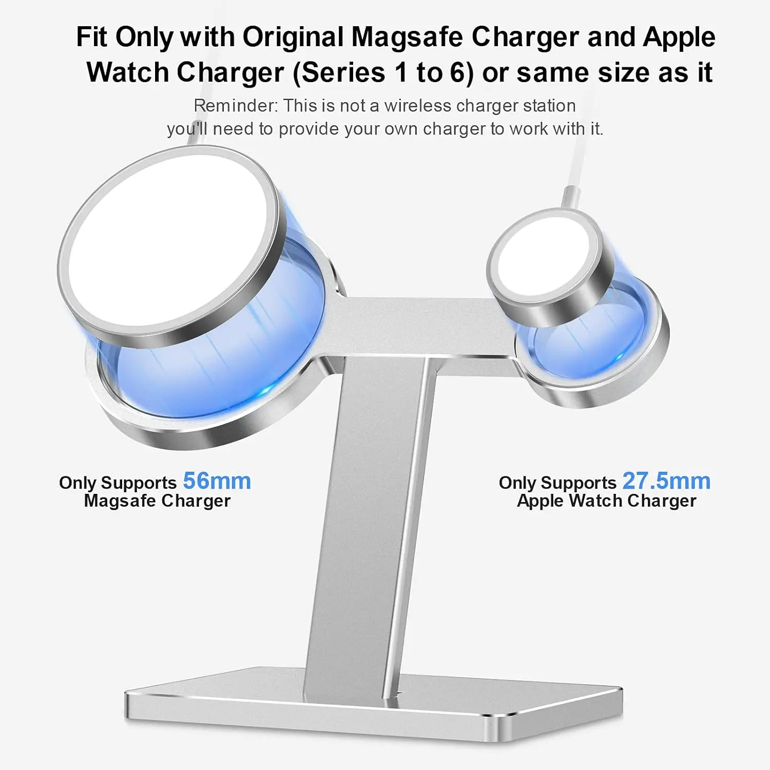 MagSafe Stand 2 in1 Aluminum Alloy MagSafe Desktop Holder Dock Compatible with MagSafe Charger for iPhone