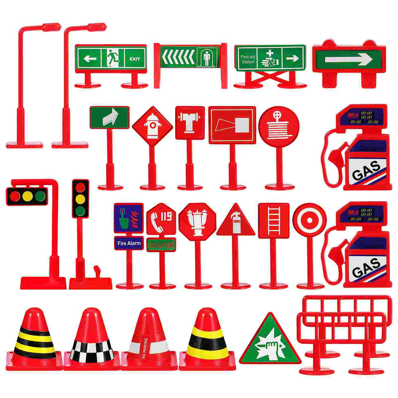 28 Pcs Mini Traffic Signs Mini Cones Traffic Light Lamp Street Sign Toy Educational Traffic Signs Toy toy traffic toys for kids sound light mini cones sign models plastic signs signal plaything child
