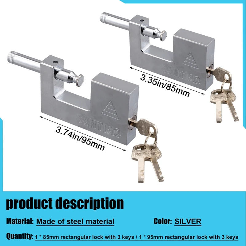 FUFU 2PCS Multifunctional Padlock Keyed Padlock Waterproof Antirust Anti-Theft Lock Pry Door Lock With 3 Keys