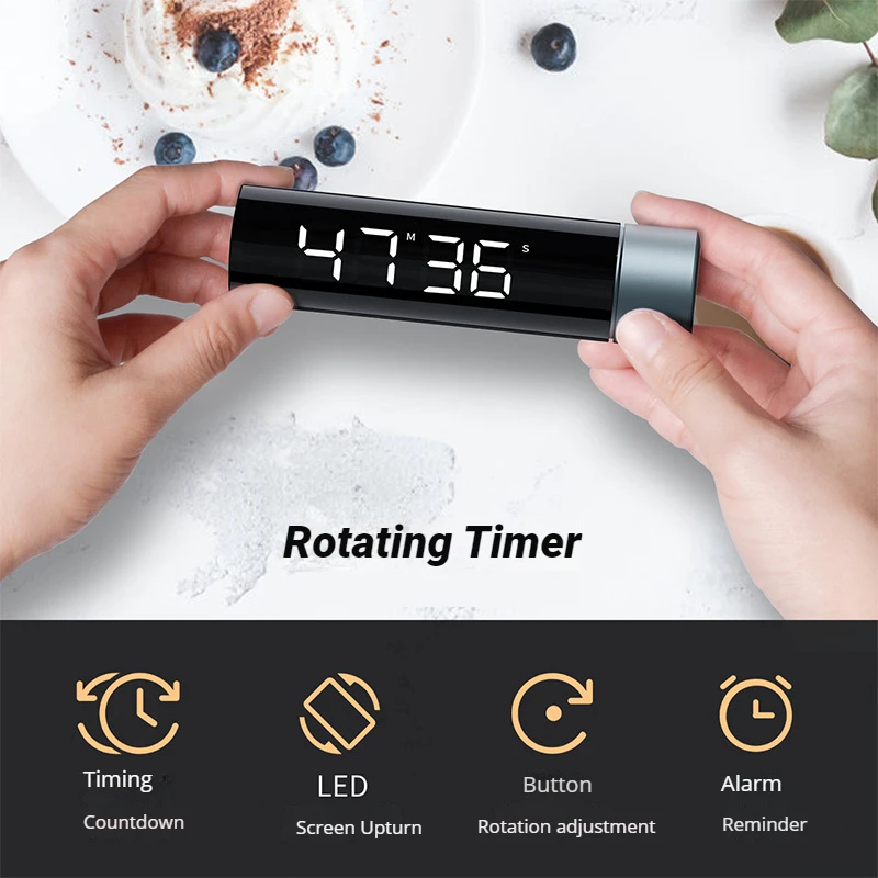 

New Rotating Timer Kitchen Reminder Silent Alarms For Cooking Baking Learning Spa Countdown Timer LED Digital Rotation Timer