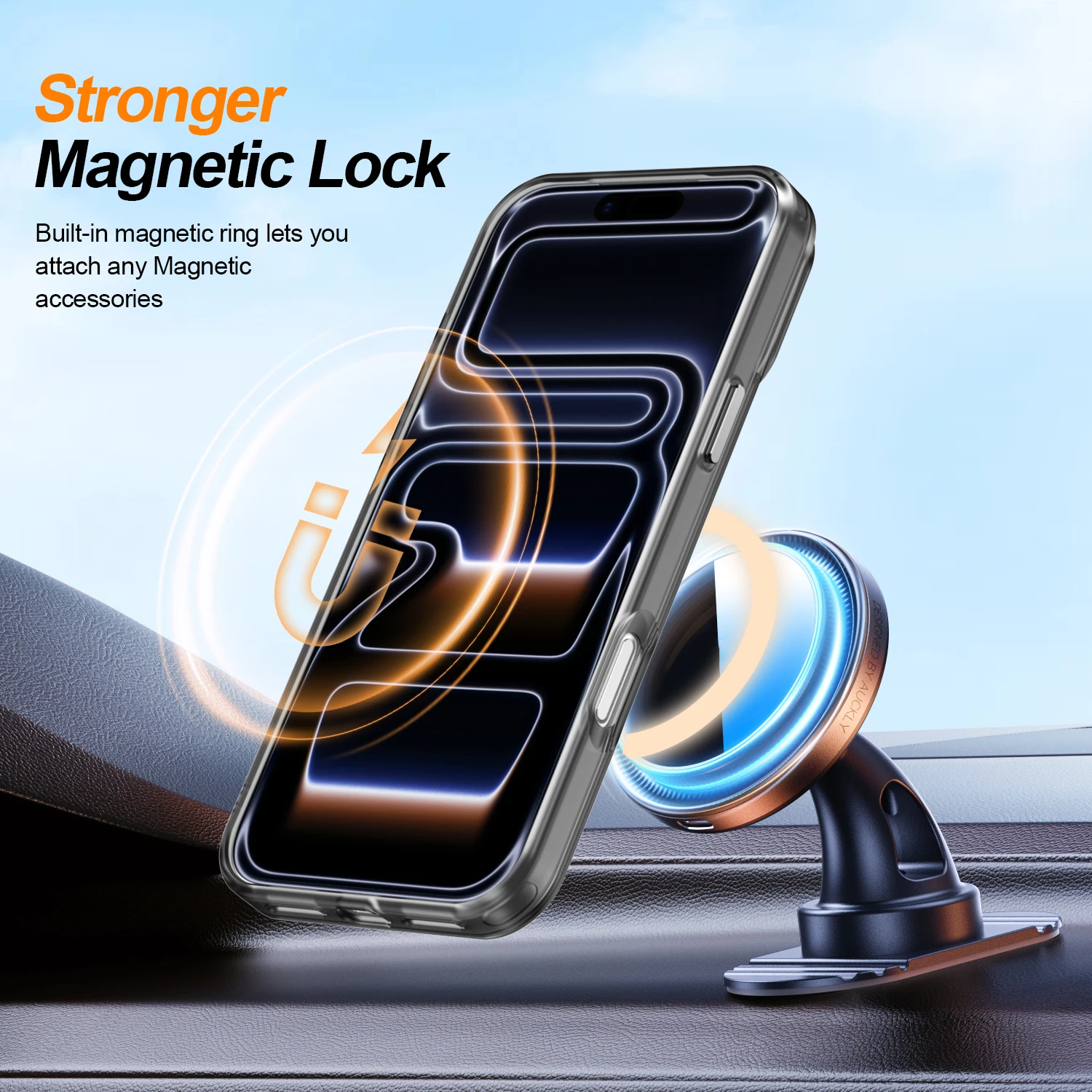 Luxury Magnetic Shockproof 360 Rotating Ring Case with Bracket Stand and Clear Cover