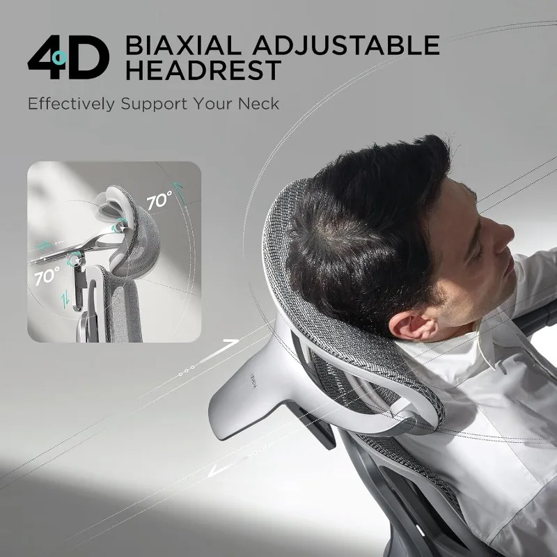 Hbada E3 Pro Ergonomic Office Chair, Big Tall Office Chair 3-Zone Dynamic Lumbar Support,4D Adjustable Headrest,6D Adjustable 4
