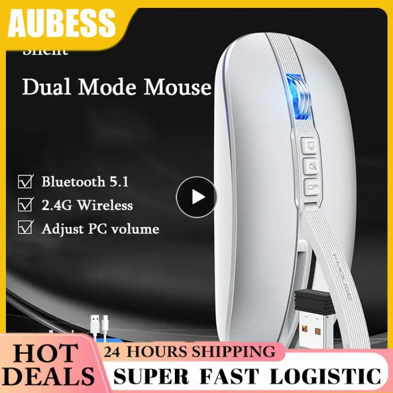 Mouse Wireless Dual Mode 2.4G 1600Dpi Type-C Mouse Ergonomici Silenziosi Ricaricabili Per Laptop Pc Gaming Mouse Gamer