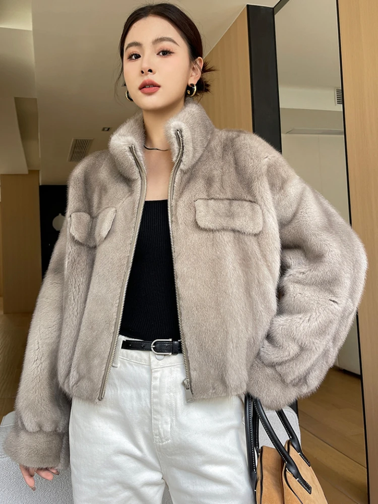 High-end Luxury Natural Mink Fur Winter Jackets for Women 2025 New