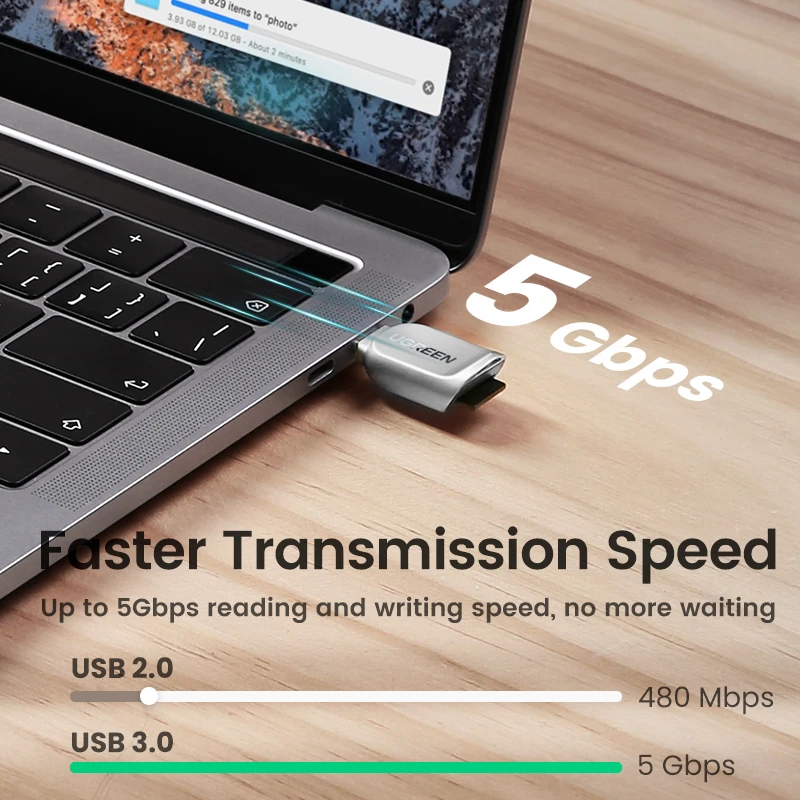 Ugreen-usb-c para Leitor de Cartão Micro sd tf Adaptador Otg para Laptop pc Tablet Telefone Windows Macos Usb 3.0 Memory Card Reader - Imagem 2