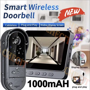 Campanello senza fili Wifi Telecamera 1080P Videocitofono Campanello Impermeabile Schermo IPS da 4,3 pollici Campanello per porta di sicurezza domestica Visione notturna IR